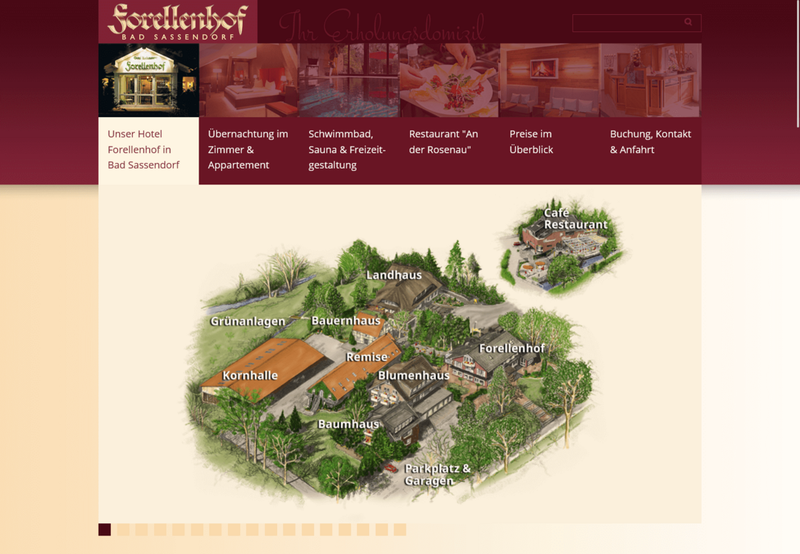 Screenshot der Webseite Forellenhof-Rosenau