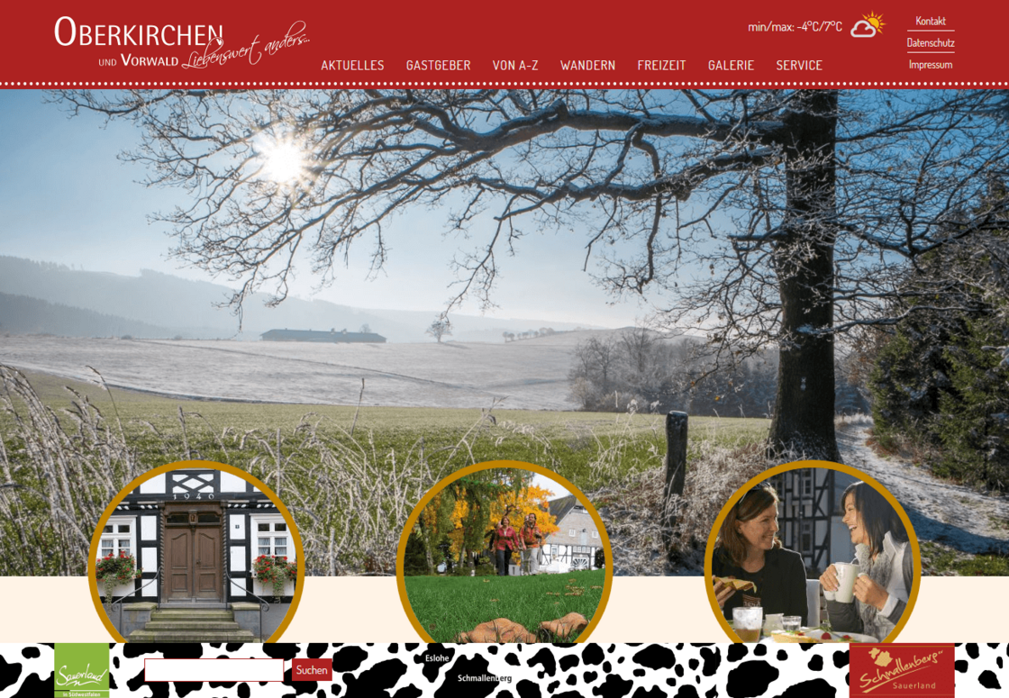 Screenshot der Webseite www.oberkirchen.de